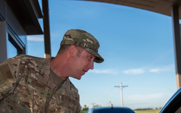 First sergeants check IDs at Schriever AFB gate