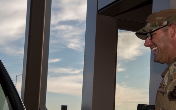 First sergeants check IDs at Schriever AFB gate