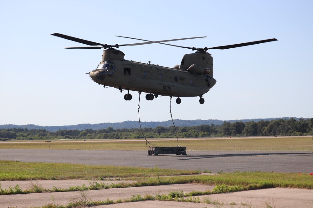 CH-47 Chinook, crew support 89B sling-load training at Fort McCoy