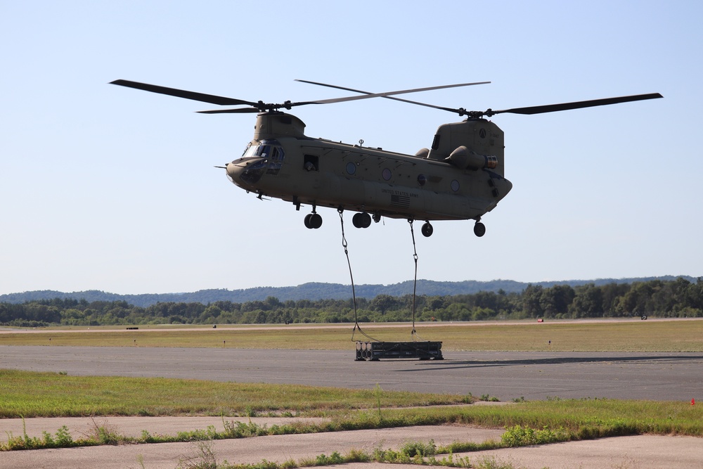 CH-47 Chinook, crew support 89B sling-load training at Fort McCoy