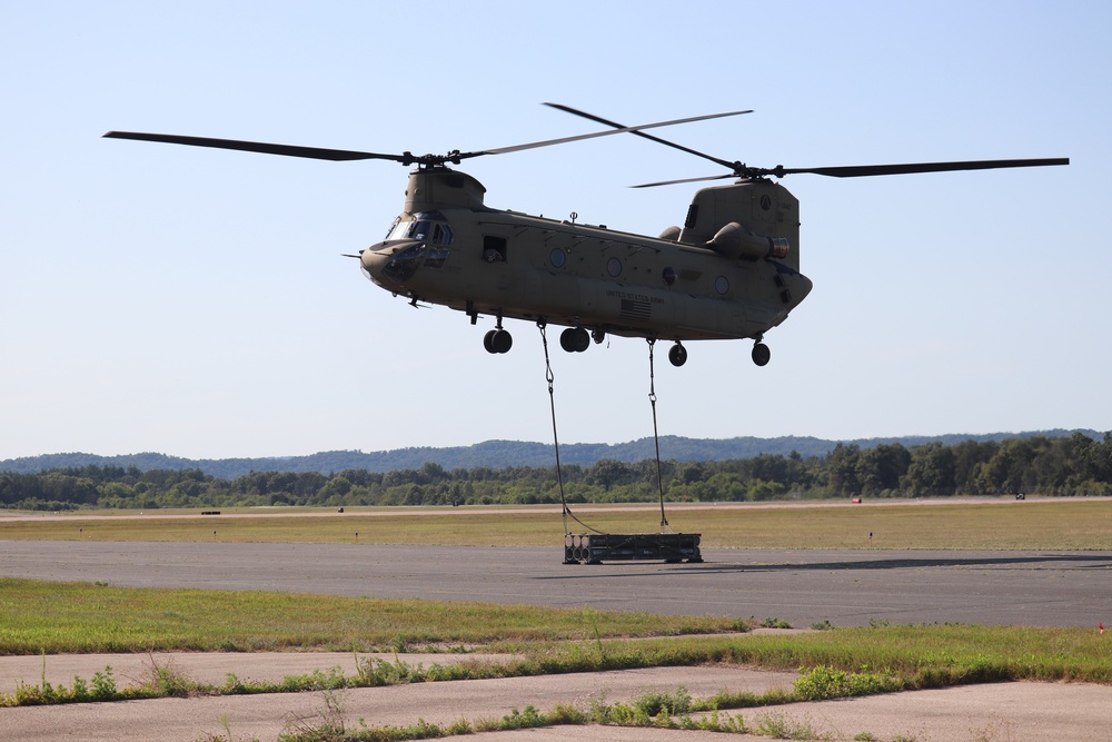 CH-47 Chinook, crew support 89B sling-load training at Fort McCoy