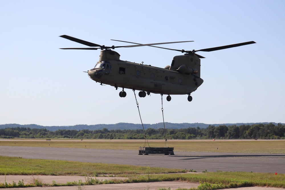 CH-47 Chinook, crew support 89B sling-load training at Fort McCoy