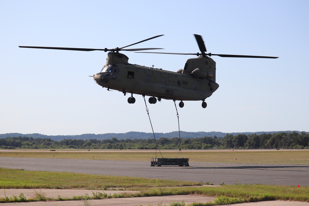 CH-47 Chinook, crew support 89B sling-load training at Fort McCoy