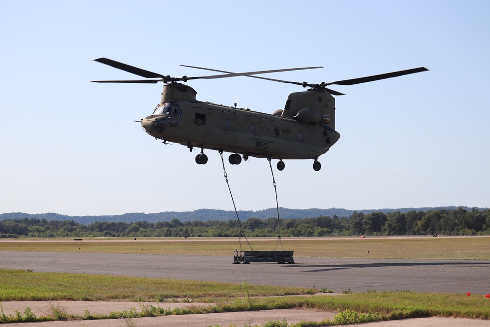 CH-47 Chinook, crew support 89B sling-load training at Fort McCoy