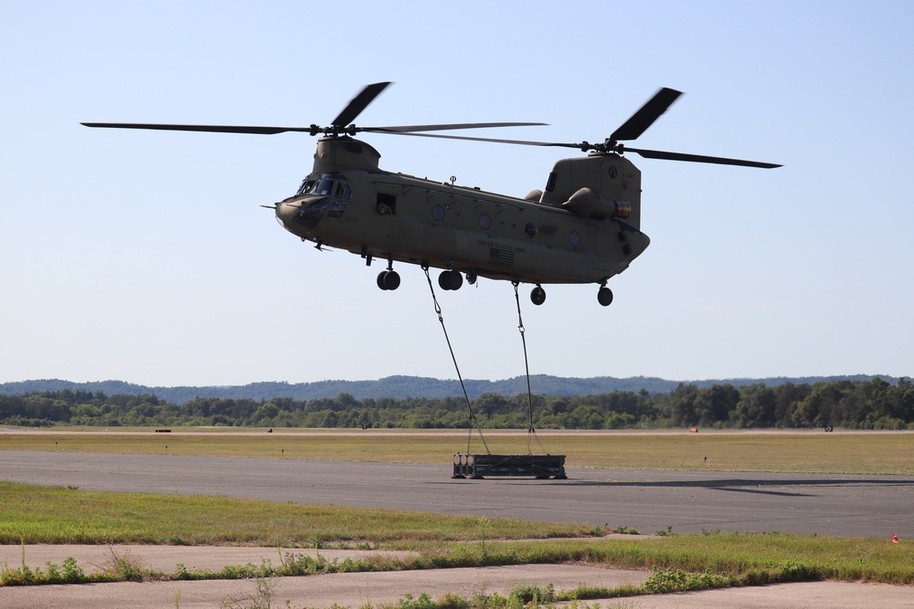 CH-47 Chinook, crew support 89B sling-load training at Fort McCoy