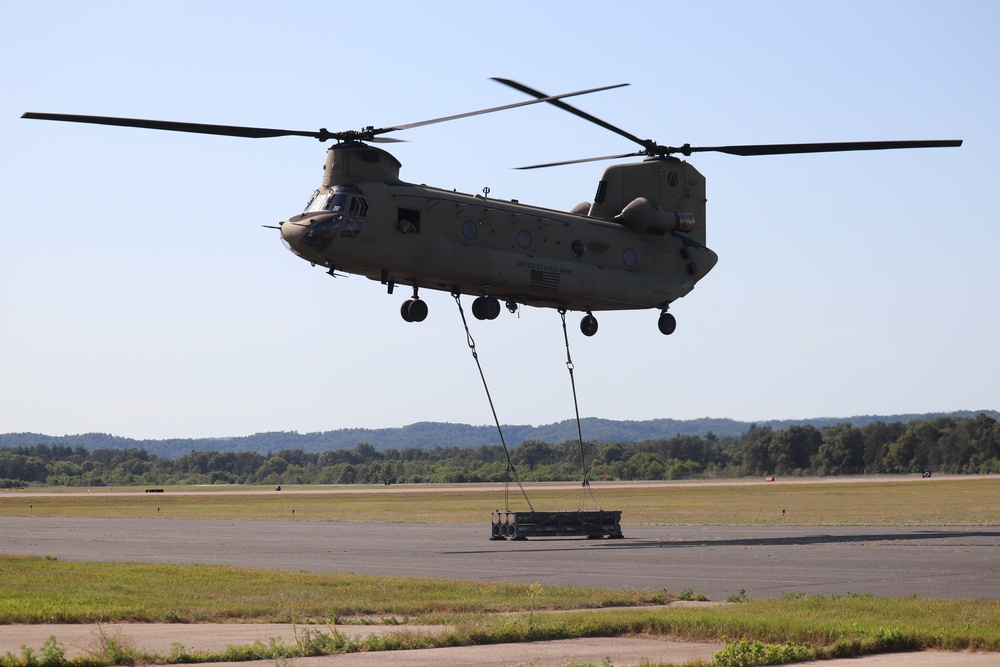 CH-47 Chinook, crew support 89B sling-load training at Fort McCoy