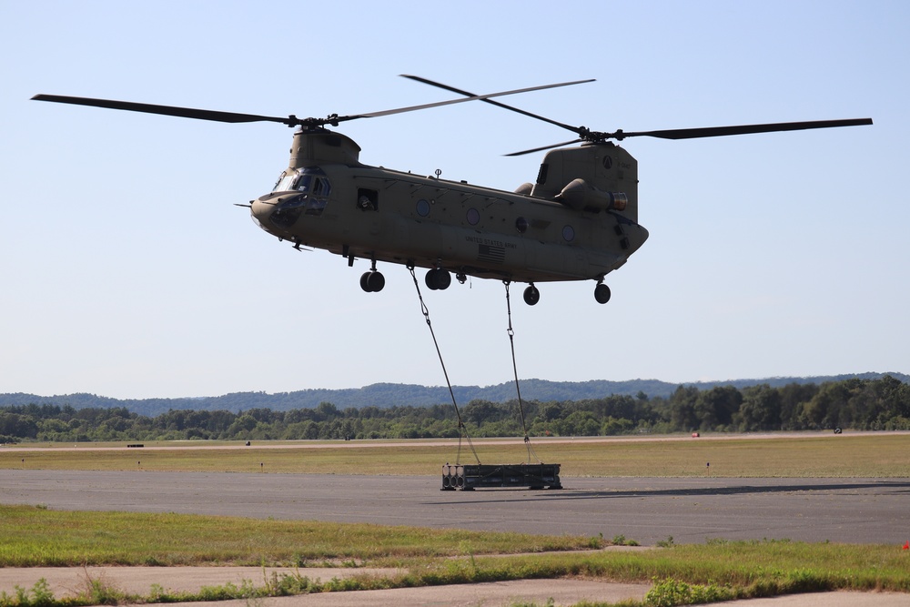 CH-47 Chinook, crew support 89B sling-load training at Fort McCoy