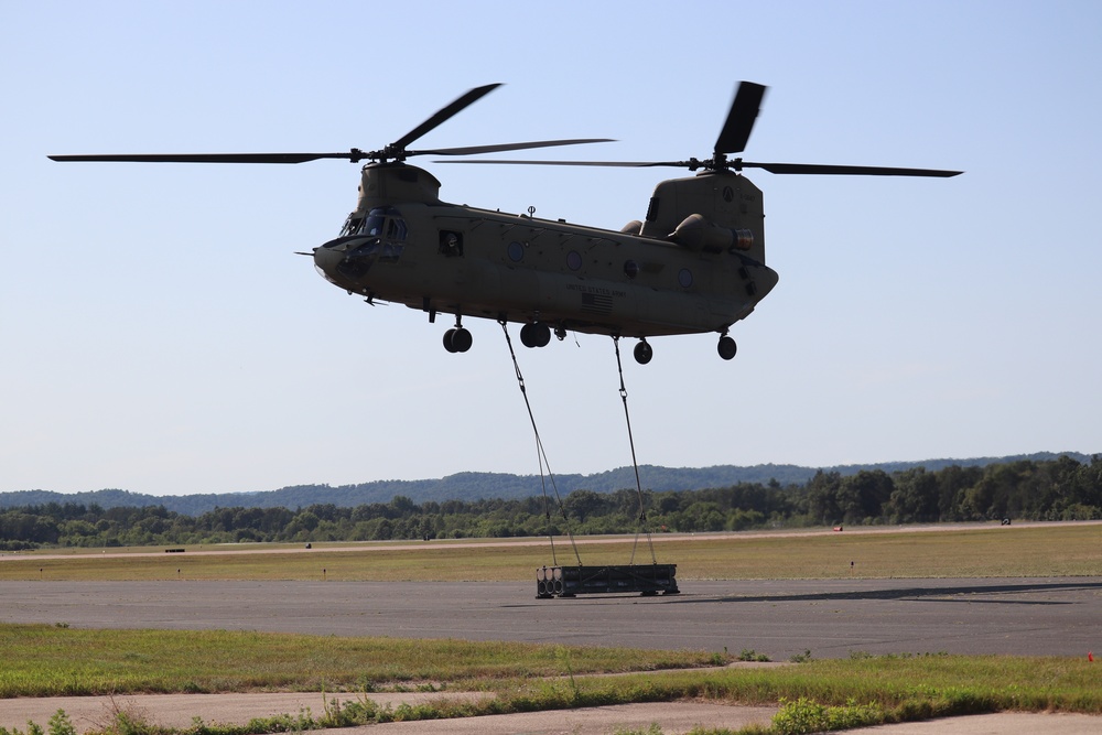 CH-47 Chinook, crew support 89B sling-load training at Fort McCoy