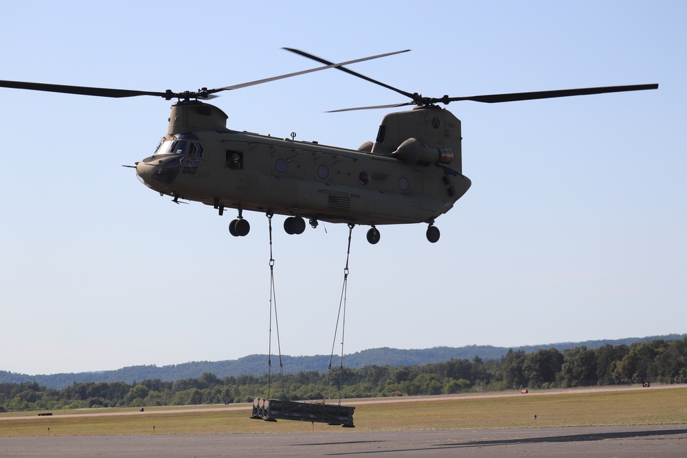 CH-47 Chinook, crew support 89B sling-load training at Fort McCoy