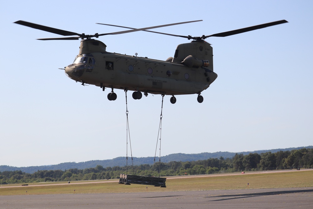 CH-47 Chinook, crew support 89B sling-load training at Fort McCoy