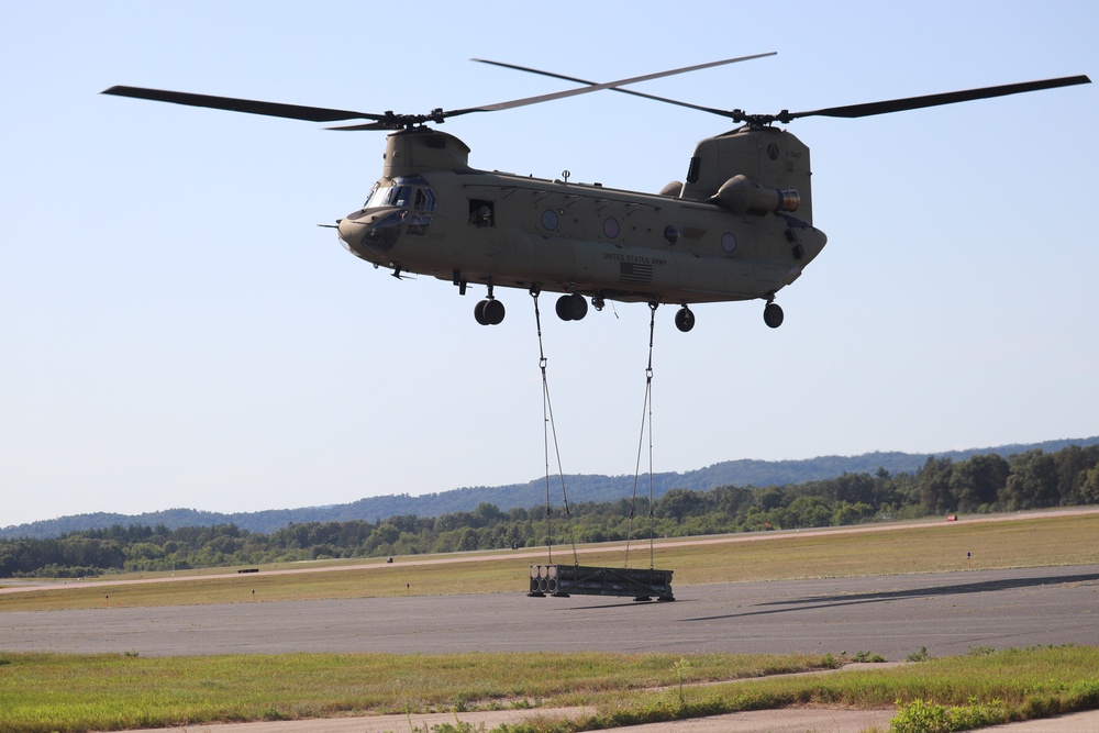 CH-47 Chinook, crew support 89B sling-load training at Fort McCoy