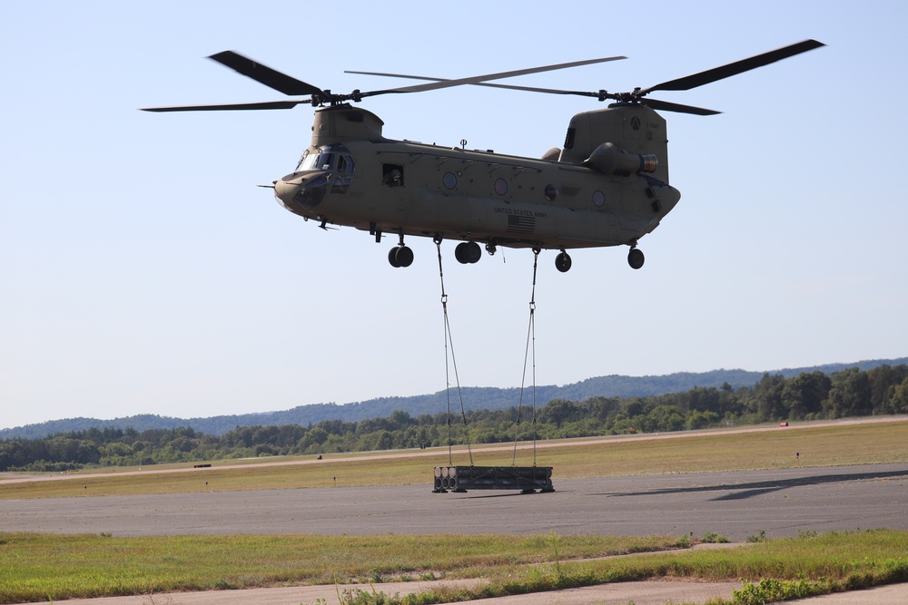 CH-47 Chinook, crew support 89B sling-load training at Fort McCoy