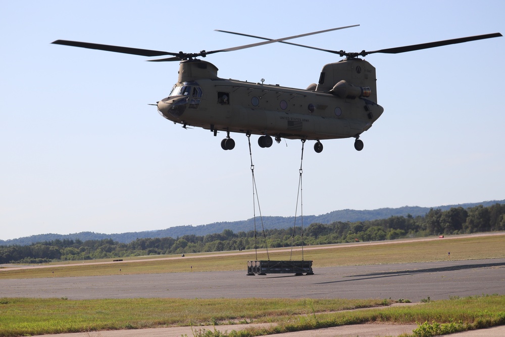 CH-47 Chinook, crew support 89B sling-load training at Fort McCoy