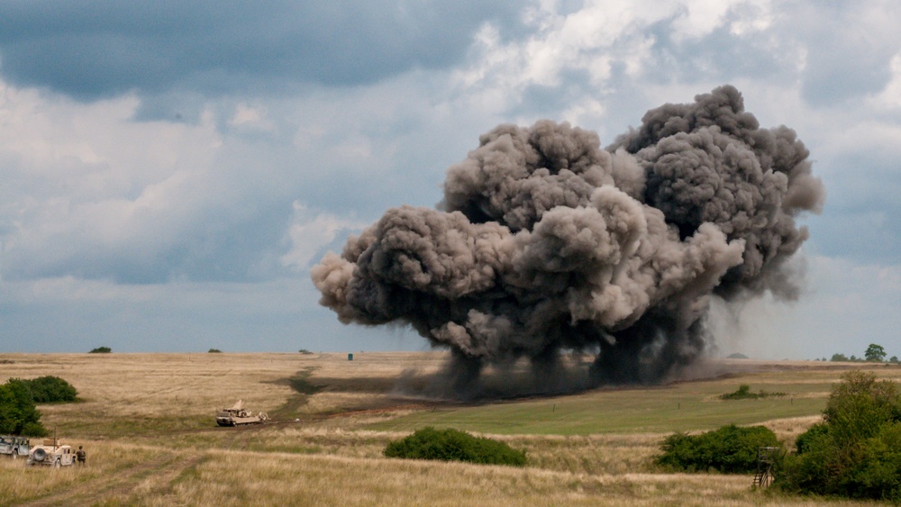 The 3rd Battalion, 66th Armor Regiment and 1st Engineer Battalion, 1st Armored Brigade Combat Team, 1st Infantry Division, conducted combined arms live-fire exercises