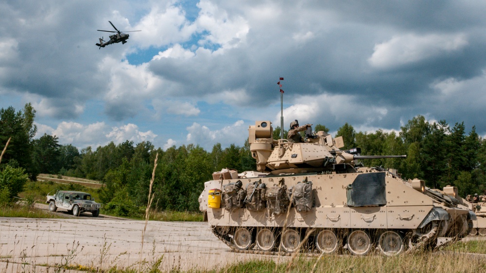 The 3rd Battalion, 66th Armor Regiment and 1st Engineer Battalion, 1st Armored Brigade Combat Team, 1st Infantry Division, conducted combined arms live-fire exercises