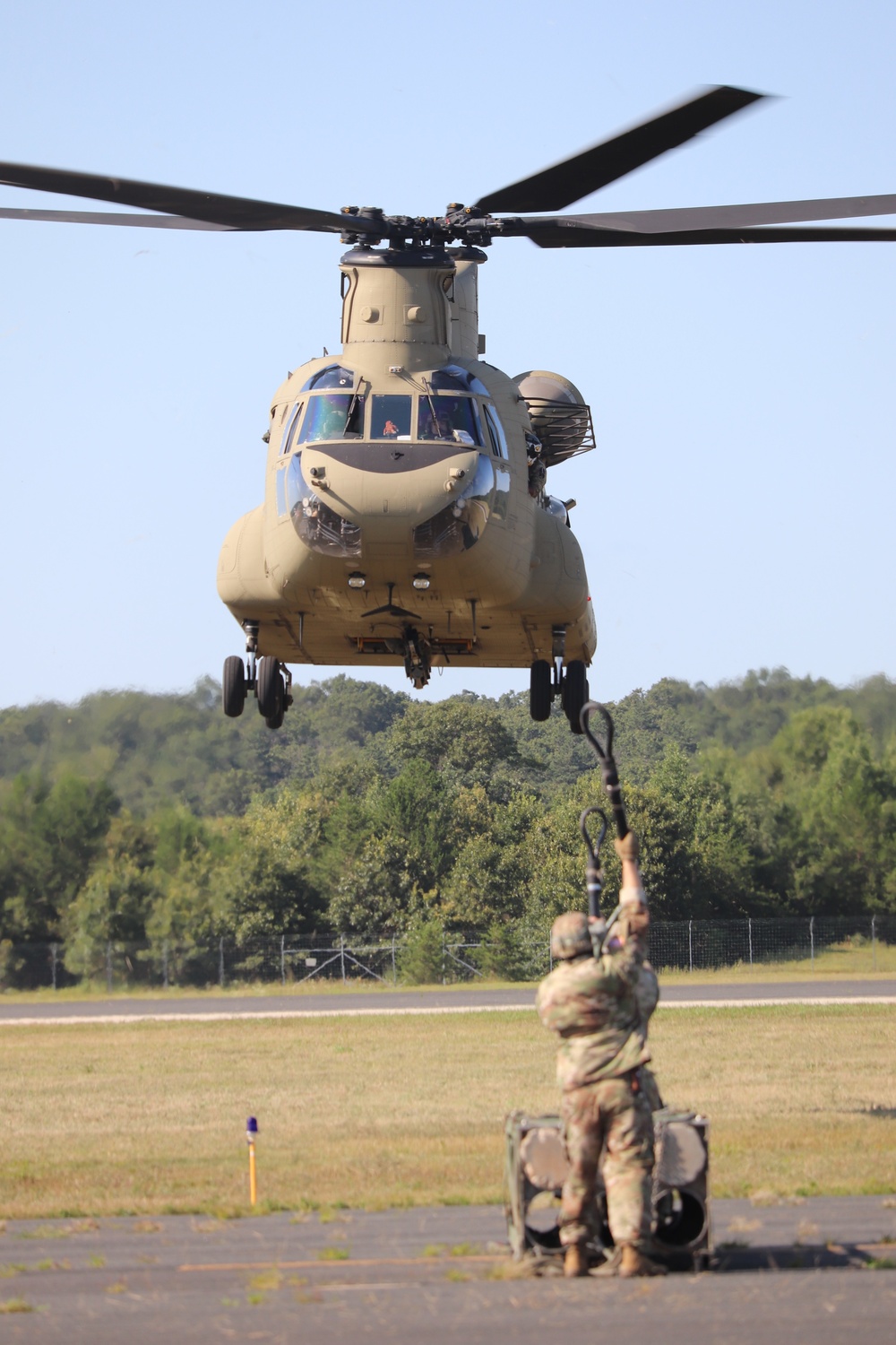 CH-47 Chinook, crew support 89B sling-load training at Fort McCoy