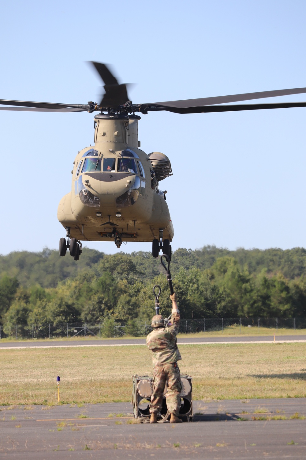 CH-47 Chinook, crew support 89B sling-load training at Fort McCoy