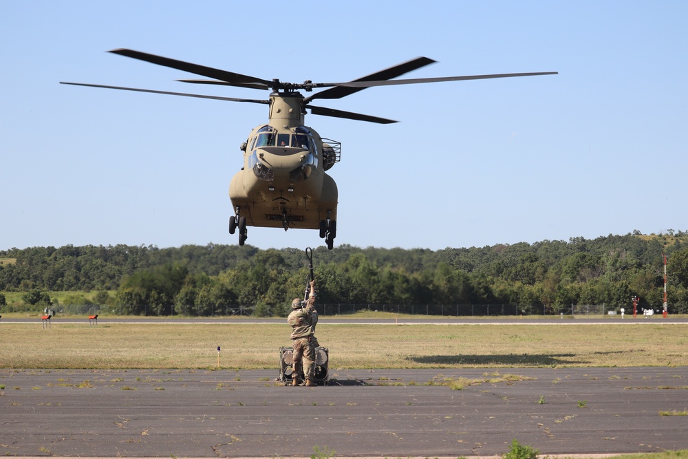 CH-47 Chinook, crew support 89B sling-load training at Fort McCoy