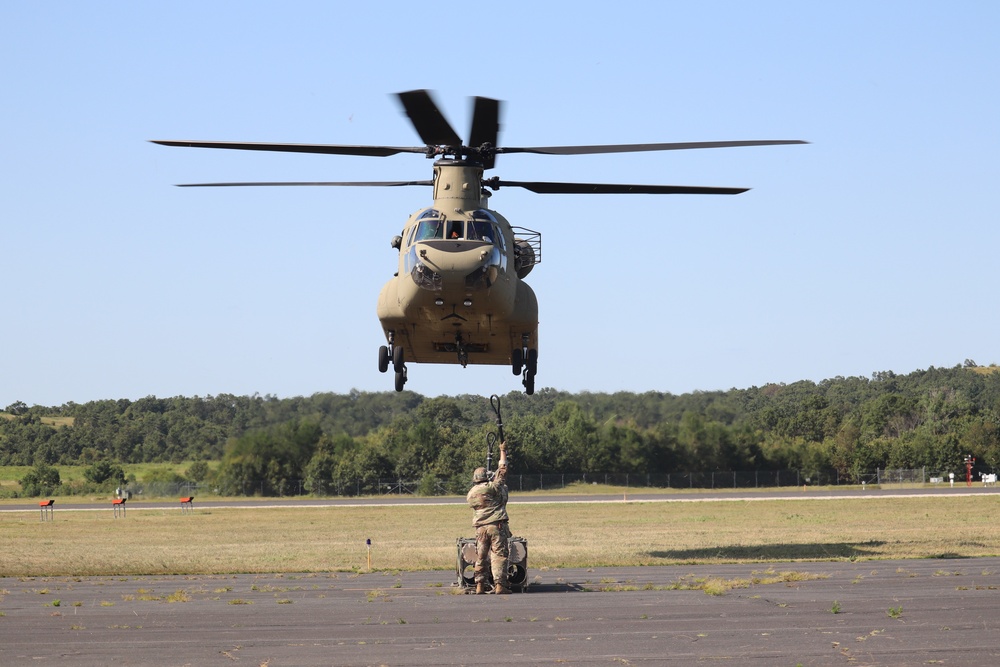 CH-47 Chinook, crew support 89B sling-load training at Fort McCoy