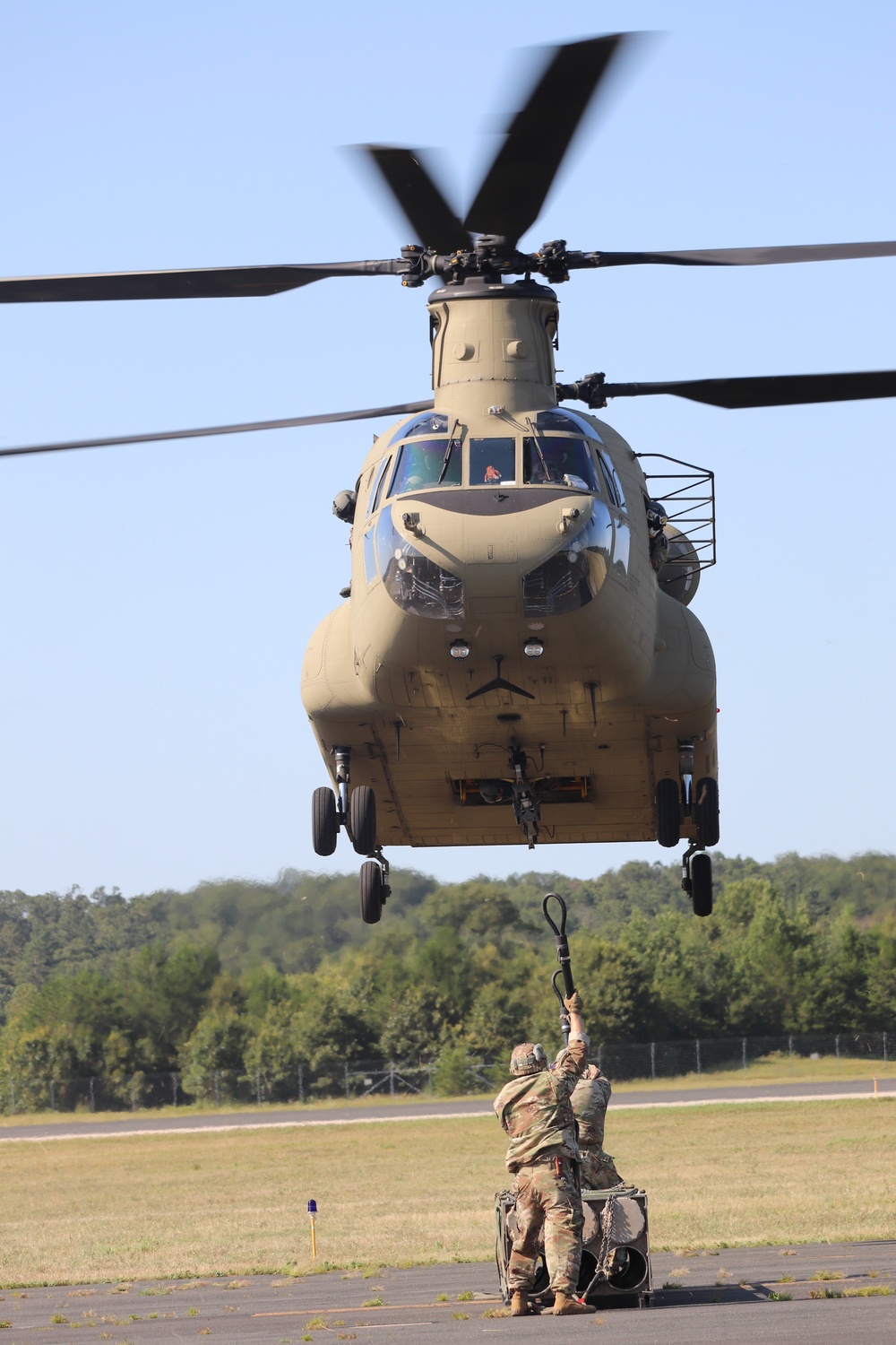 CH-47 Chinook, crew support 89B sling-load training at Fort McCoy