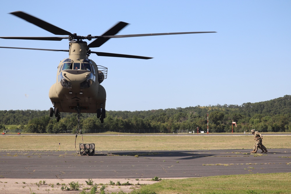 CH-47 Chinook, crew support 89B sling-load training at Fort McCoy