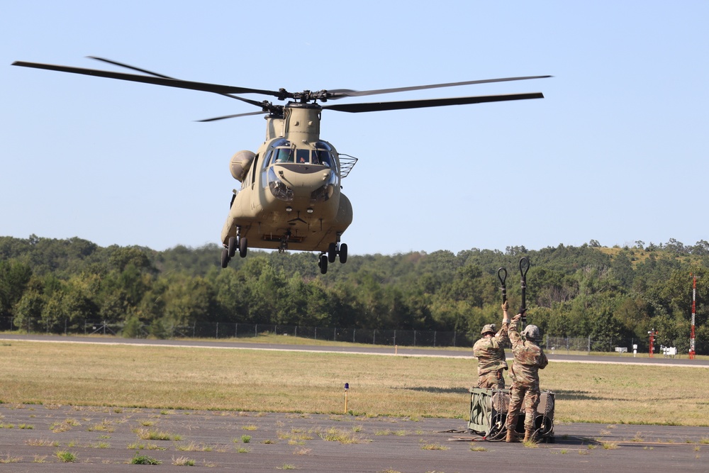 CH-47 Chinook, crew support 89B sling-load training at Fort McCoy