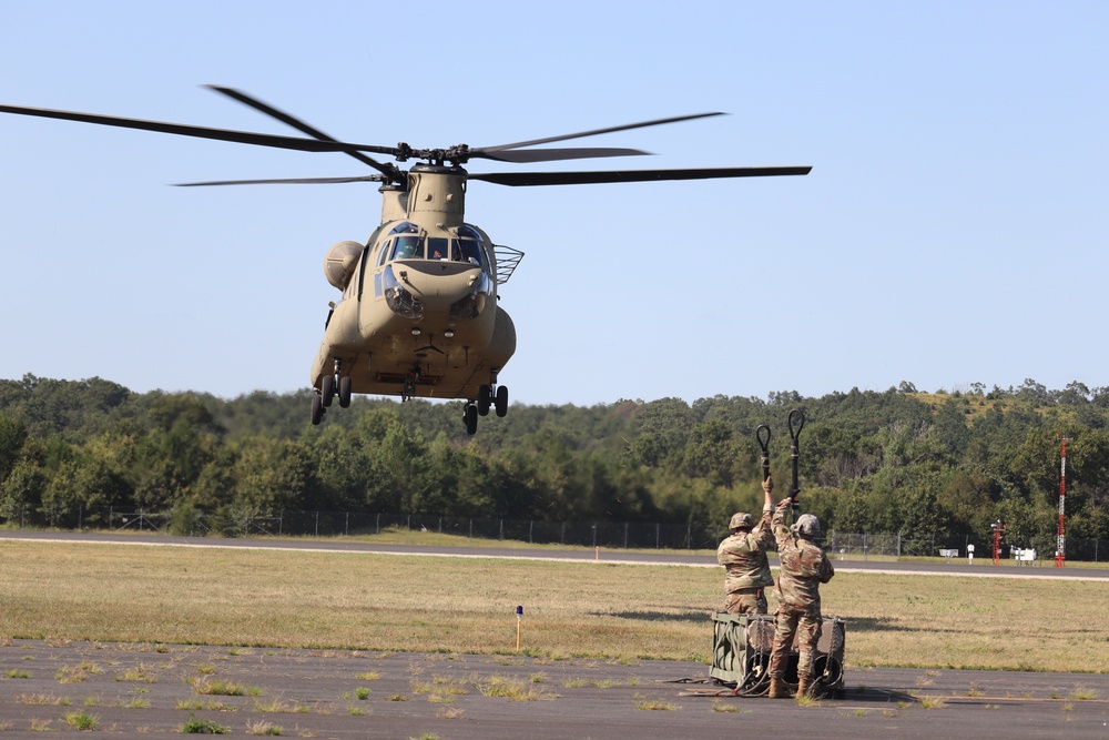 CH-47 Chinook, crew support 89B sling-load training at Fort McCoy