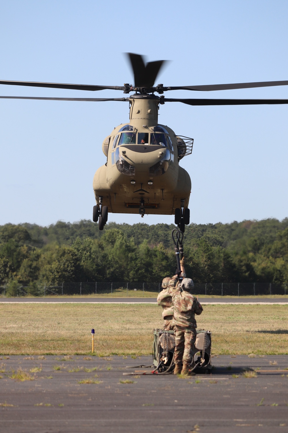 CH-47 Chinook, crew support 89B sling-load training at Fort McCoy