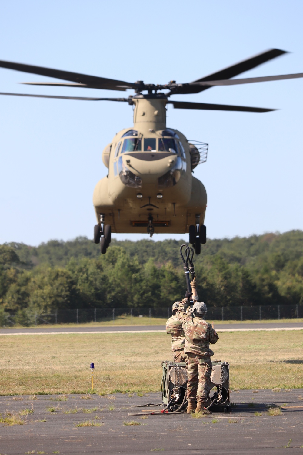 CH-47 Chinook, crew support 89B sling-load training at Fort McCoy