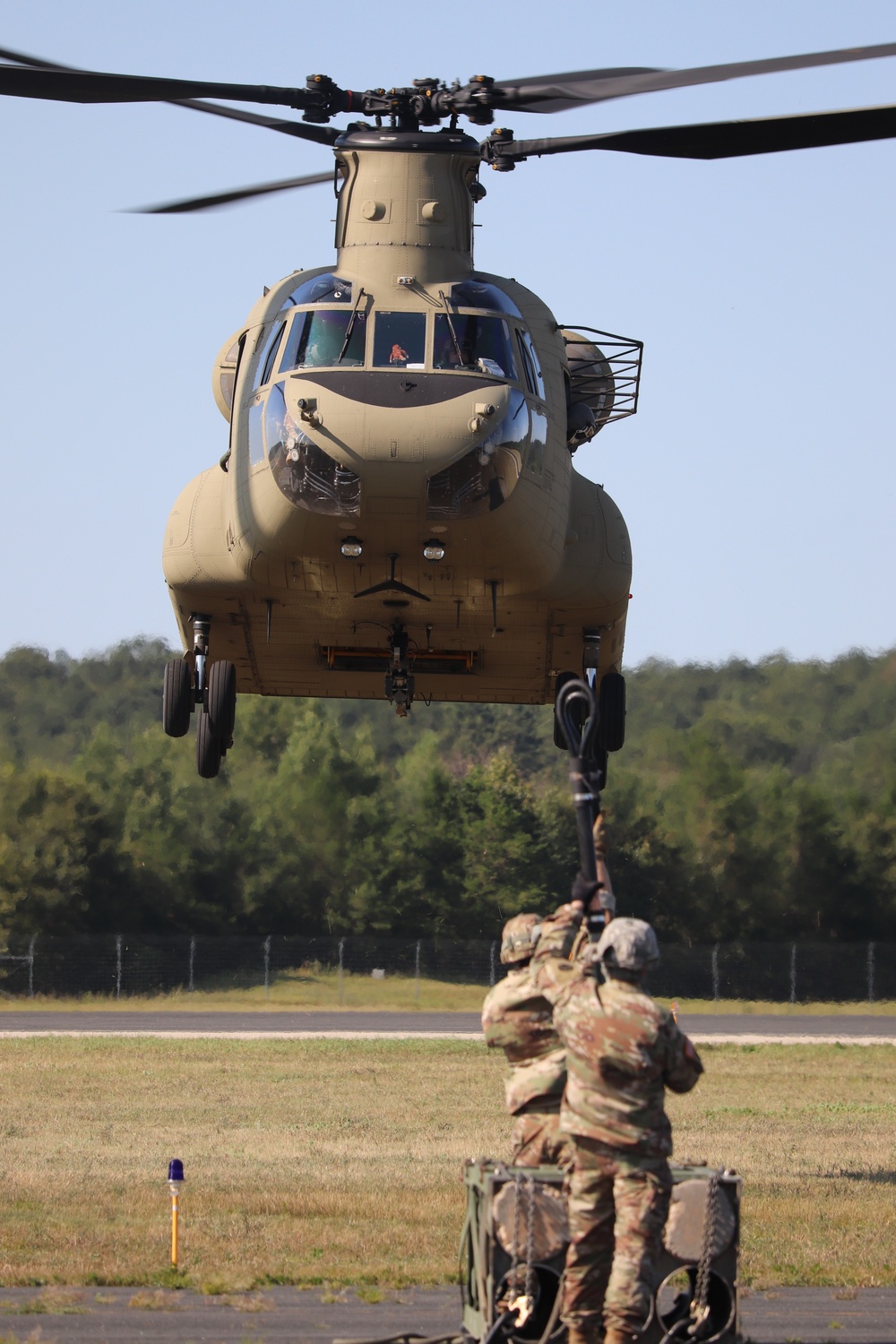 CH-47 Chinook, crew support 89B sling-load training at Fort McCoy