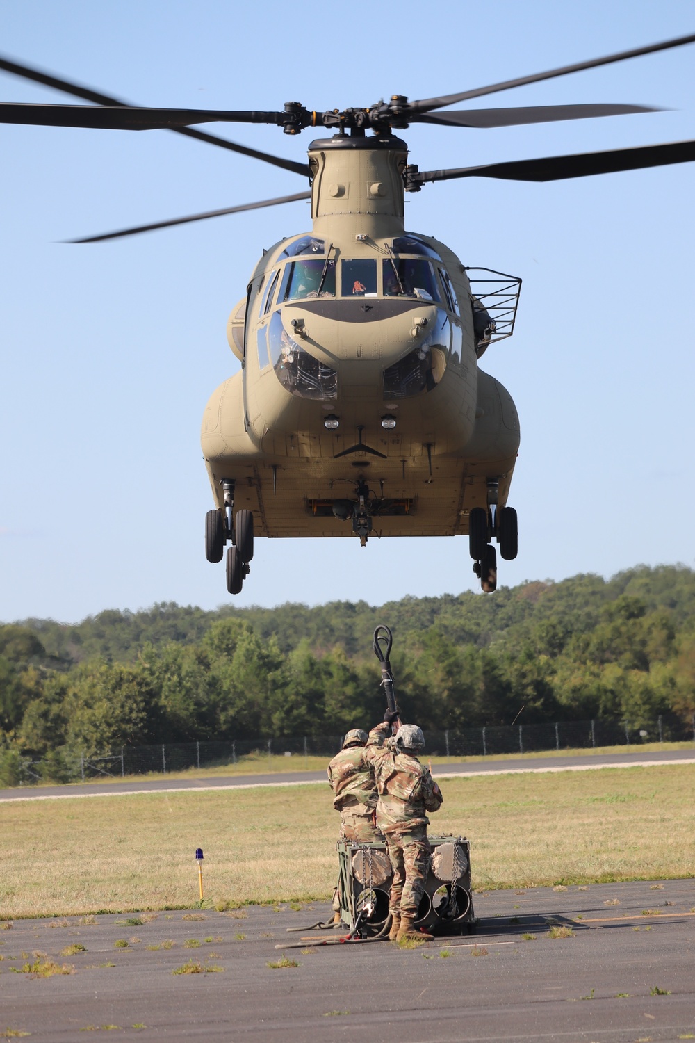 CH-47 Chinook, crew support 89B sling-load training at Fort McCoy