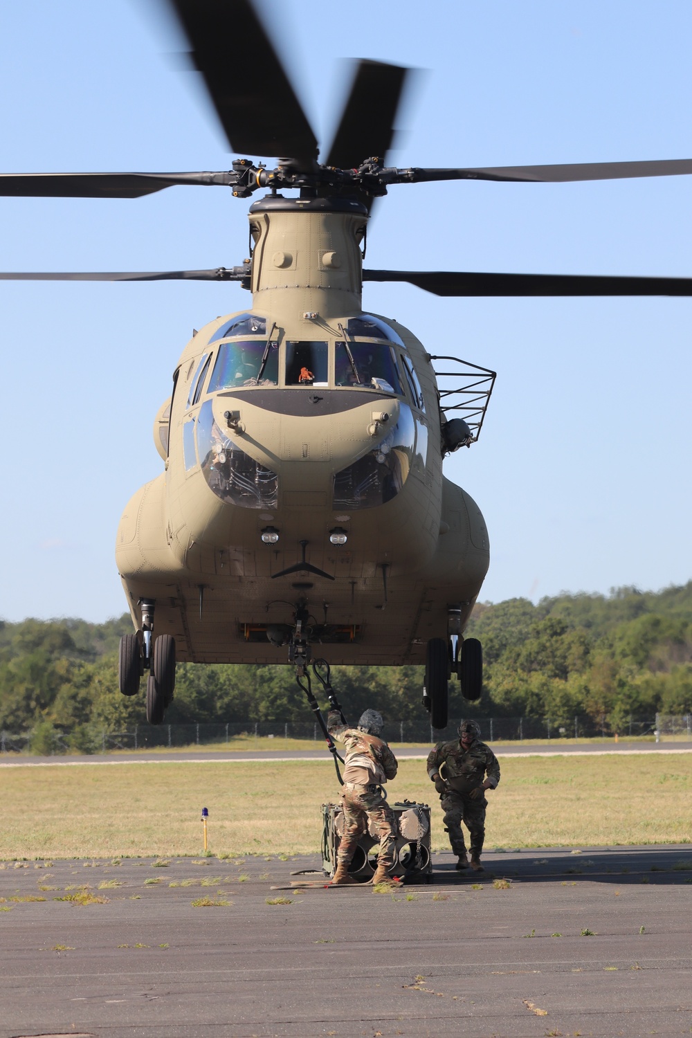 CH-47 Chinook, crew support 89B sling-load training at Fort McCoy