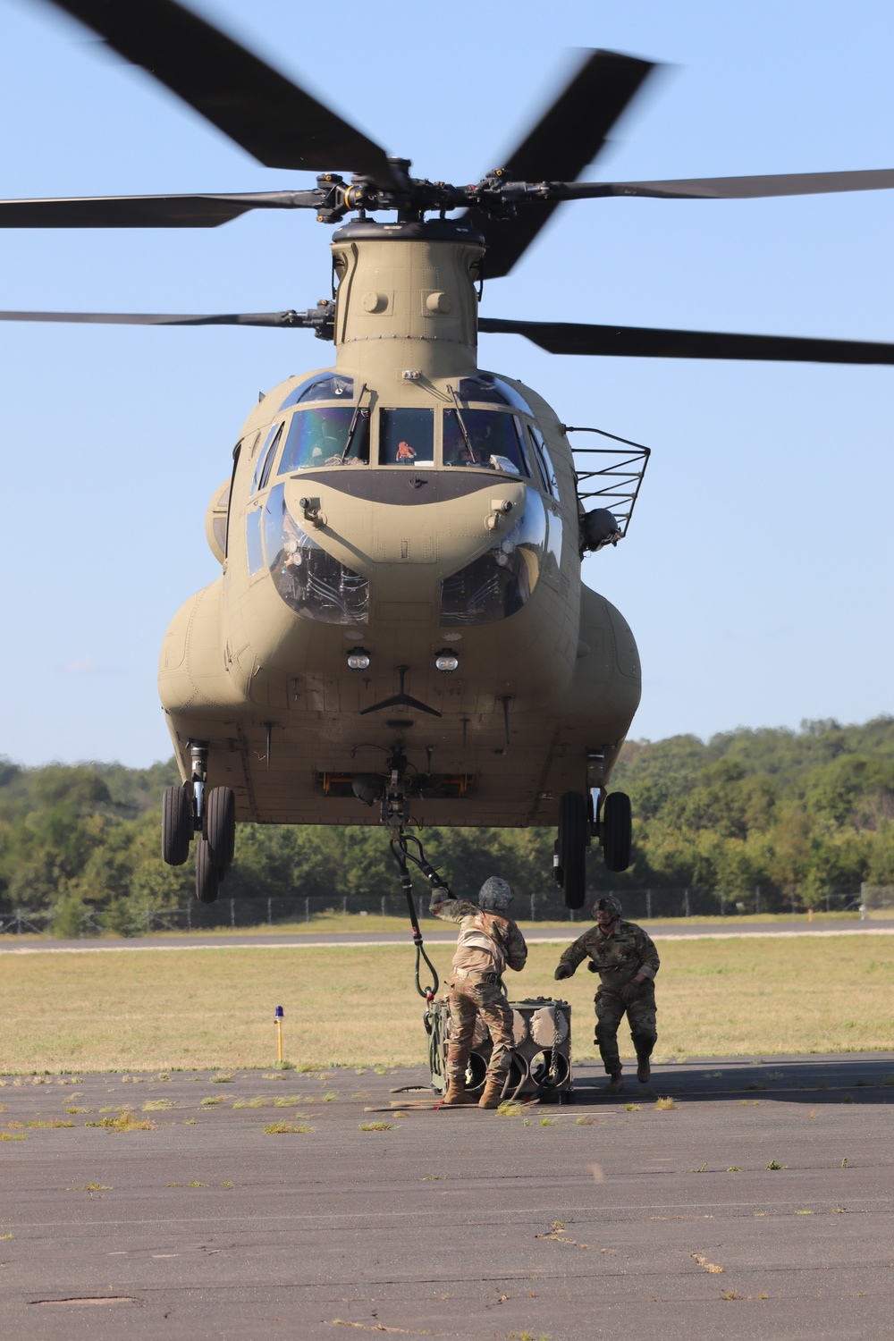 CH-47 Chinook, crew support 89B sling-load training at Fort McCoy