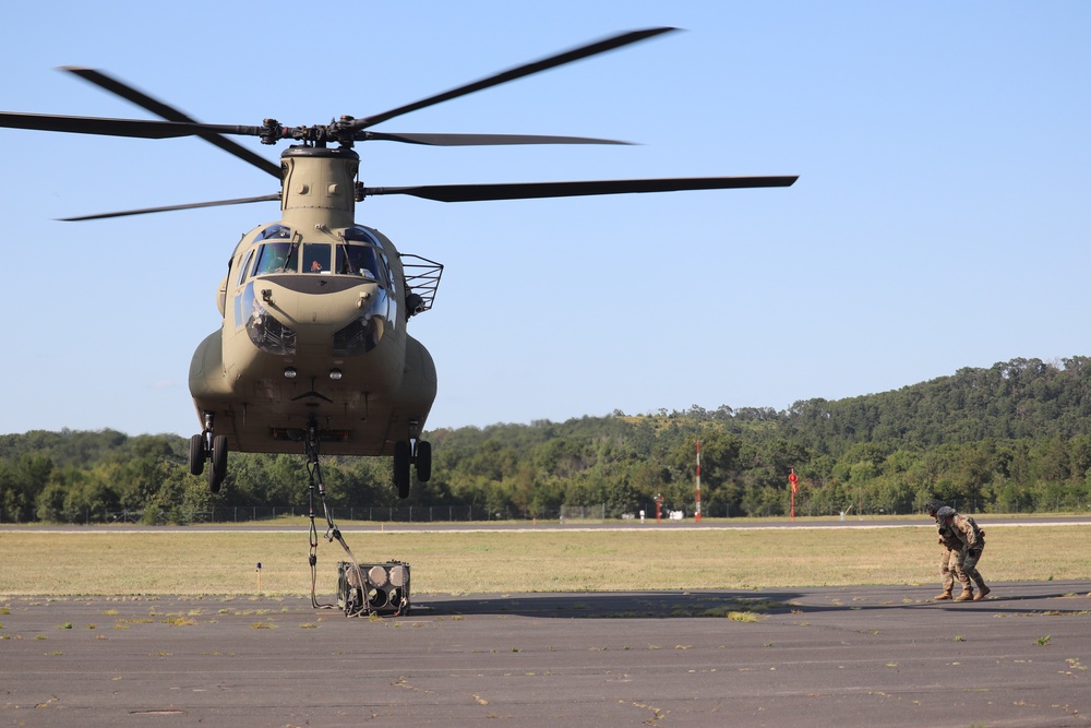 CH-47 Chinook, crew support 89B sling-load training at Fort McCoy