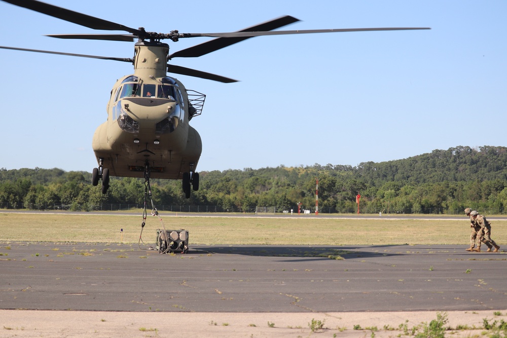 CH-47 Chinook, crew support 89B sling-load training at Fort McCoy