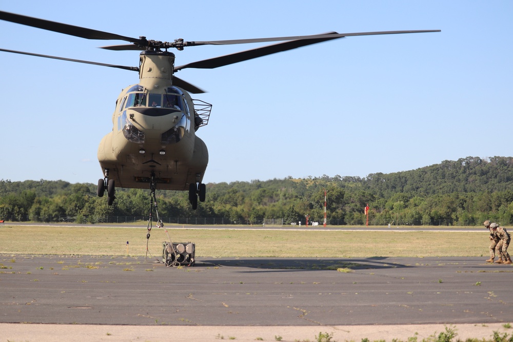 CH-47 Chinook, crew support 89B sling-load training at Fort McCoy