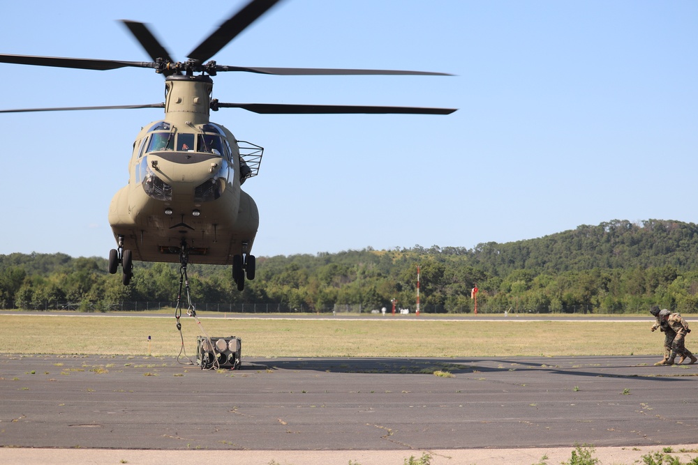 CH-47 Chinook, crew support 89B sling-load training at Fort McCoy