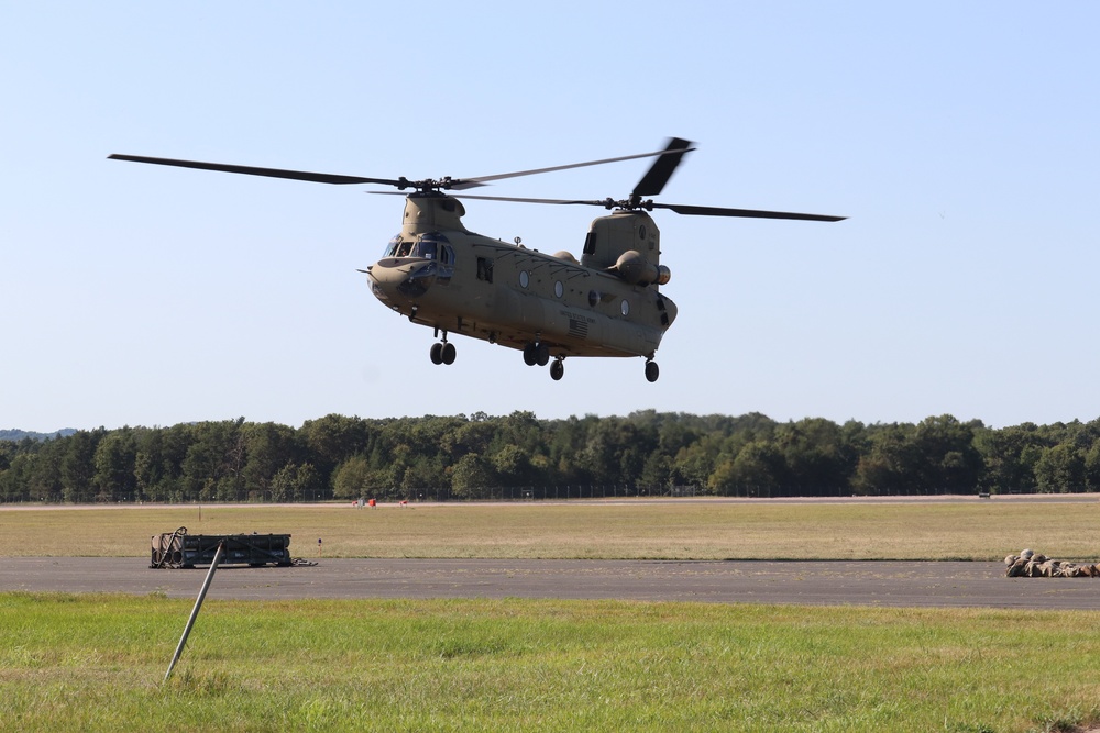 CH-47 Chinook, crew support 89B sling-load training at Fort McCoy