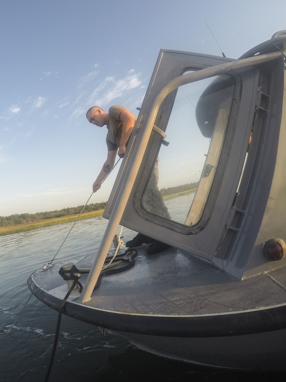 Navy Boat Crew operates aboard Camp Lejuene