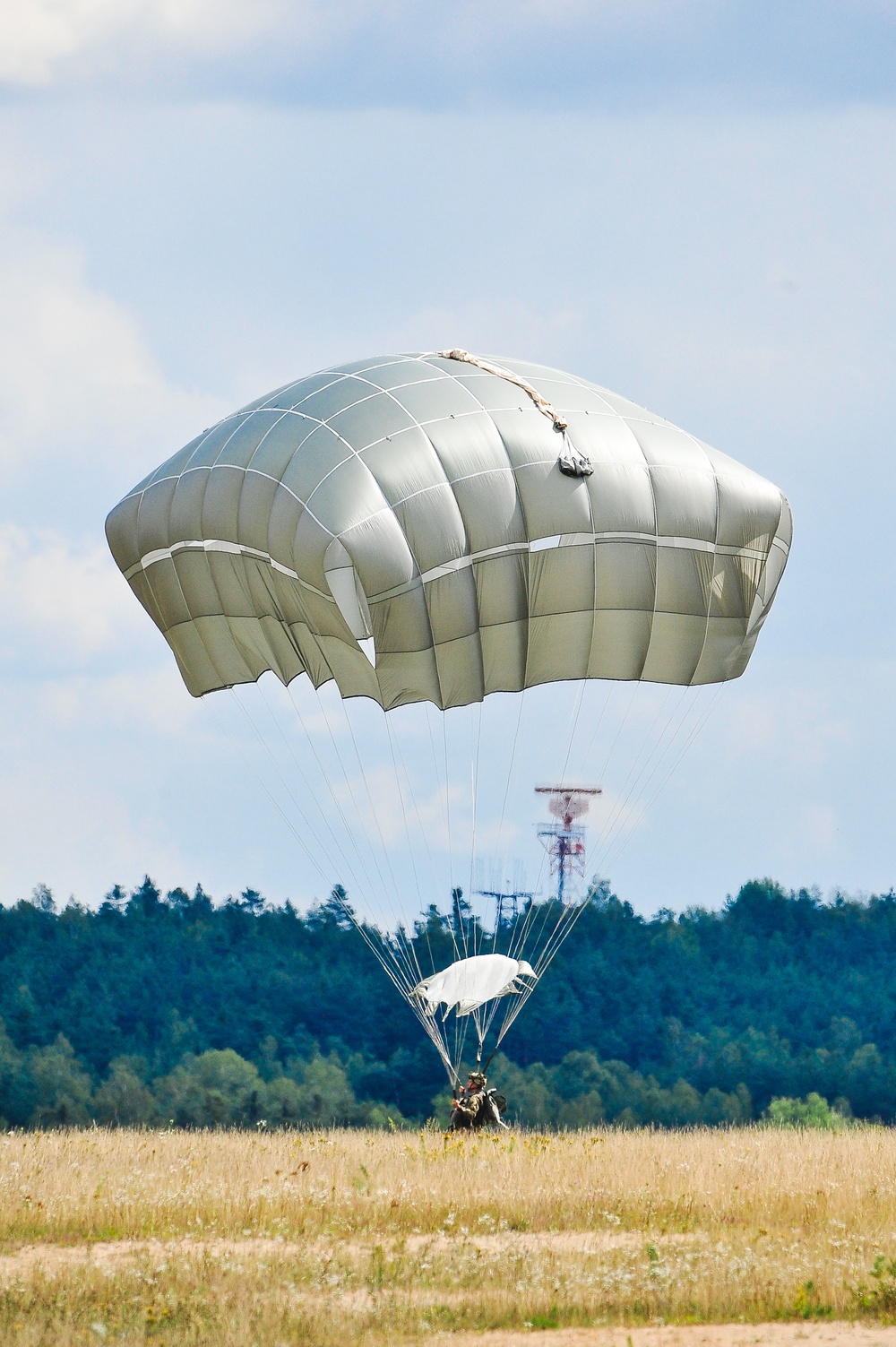 Sky Soldier Conducts Parachute Landing Fall