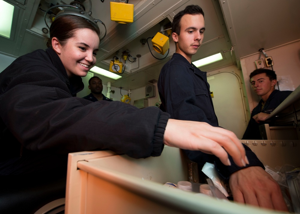 Medical Training Team Drill Aboard USS Harpers Ferry