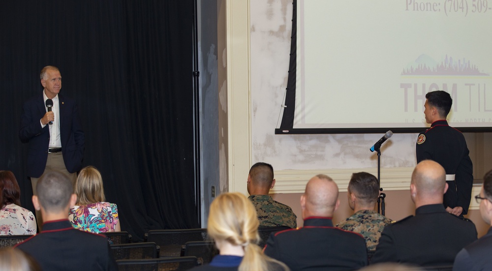 Senator Thom Tillis holds town hall meeting at Marston Pavilion on Marine Corps Base Camp Lejeune