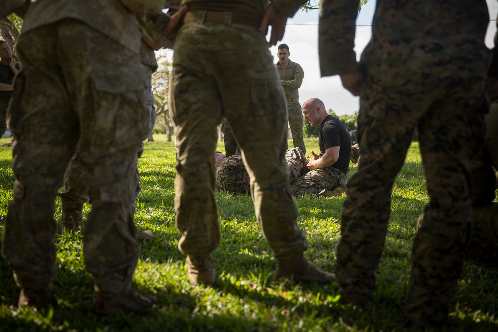 MRF-D Marines conduct MCMAP during Tafakula