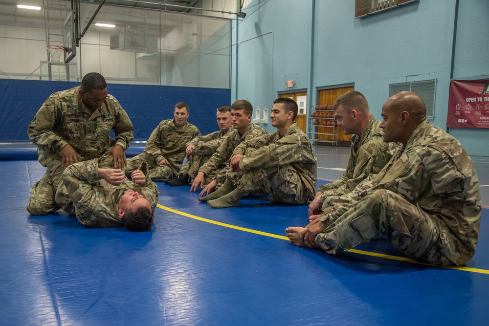 U.S. Army Reserve Best Warriors and Drill Sergeants of the Year watch instructors demonstrate Modern Army Combatives