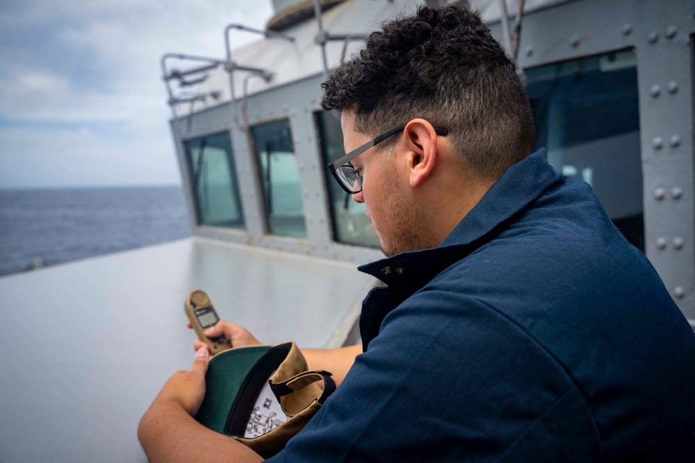 USS Gridley Sailor Checks Weather