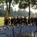 Soldiers from 7th Army Training Command (7 ATC) return to the Parade Field after completing a Jäger Run in Grafenwoehr, Germany, August 16, 2019.