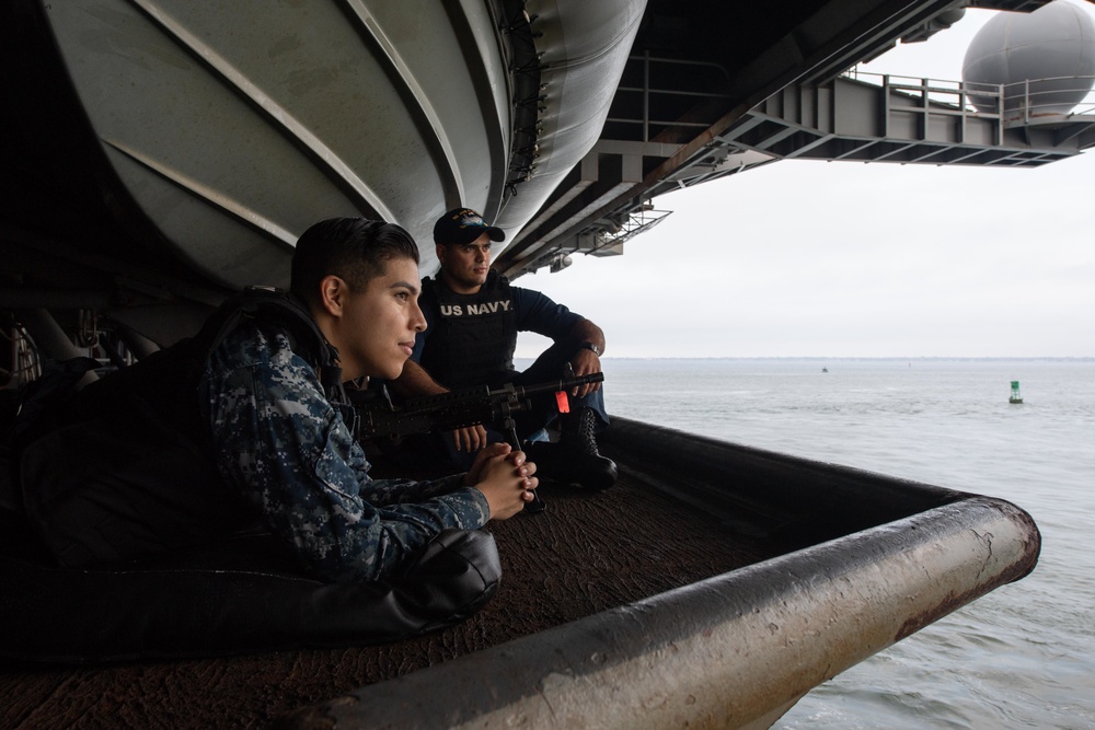 U.S. Sailors stand watch