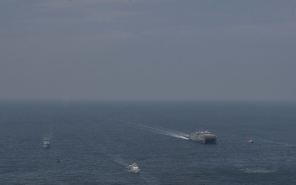 U.S. Navy and Coast Guard Sail in formation with the Malaysian Navy and Coast Guard