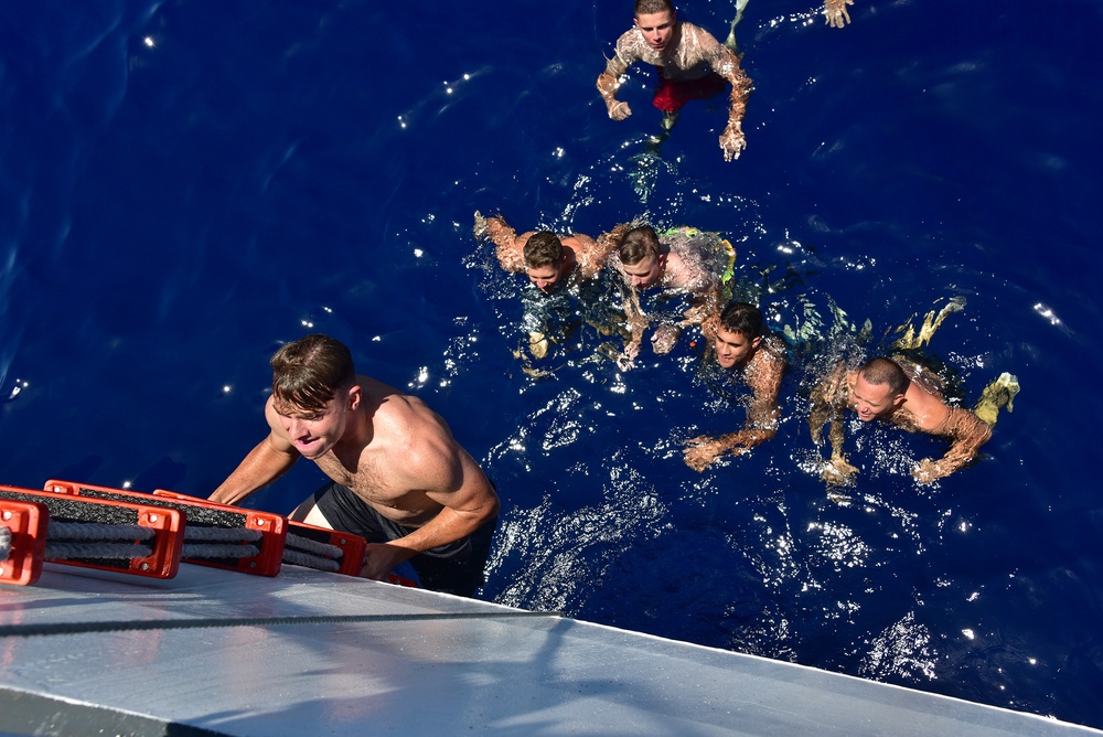 Kimball conducts final sea trials -- and a swim call