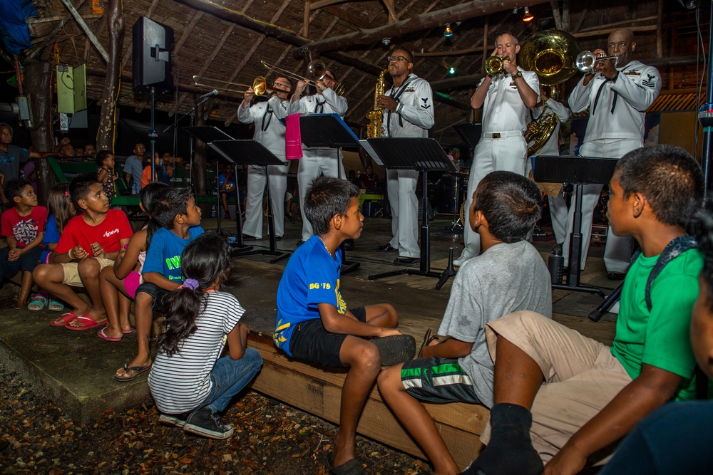 U.S. 7th Fleet Far East Edition Brass Band performs during CAT week